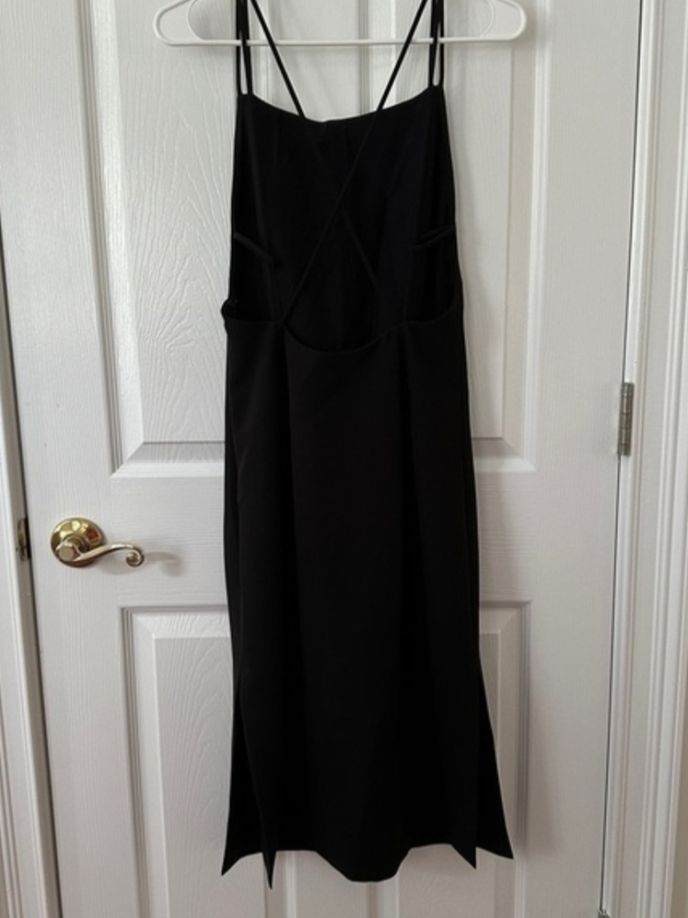 rag & bone Black Midi Slip Dress with Crisscross Straps